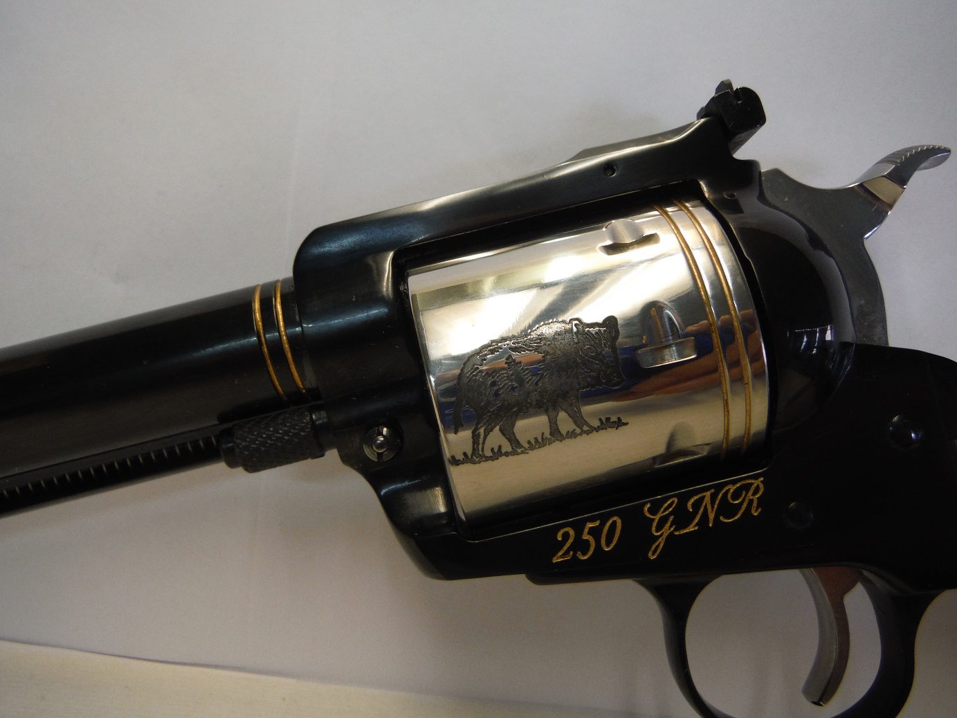 A close up of the barrel on a gun