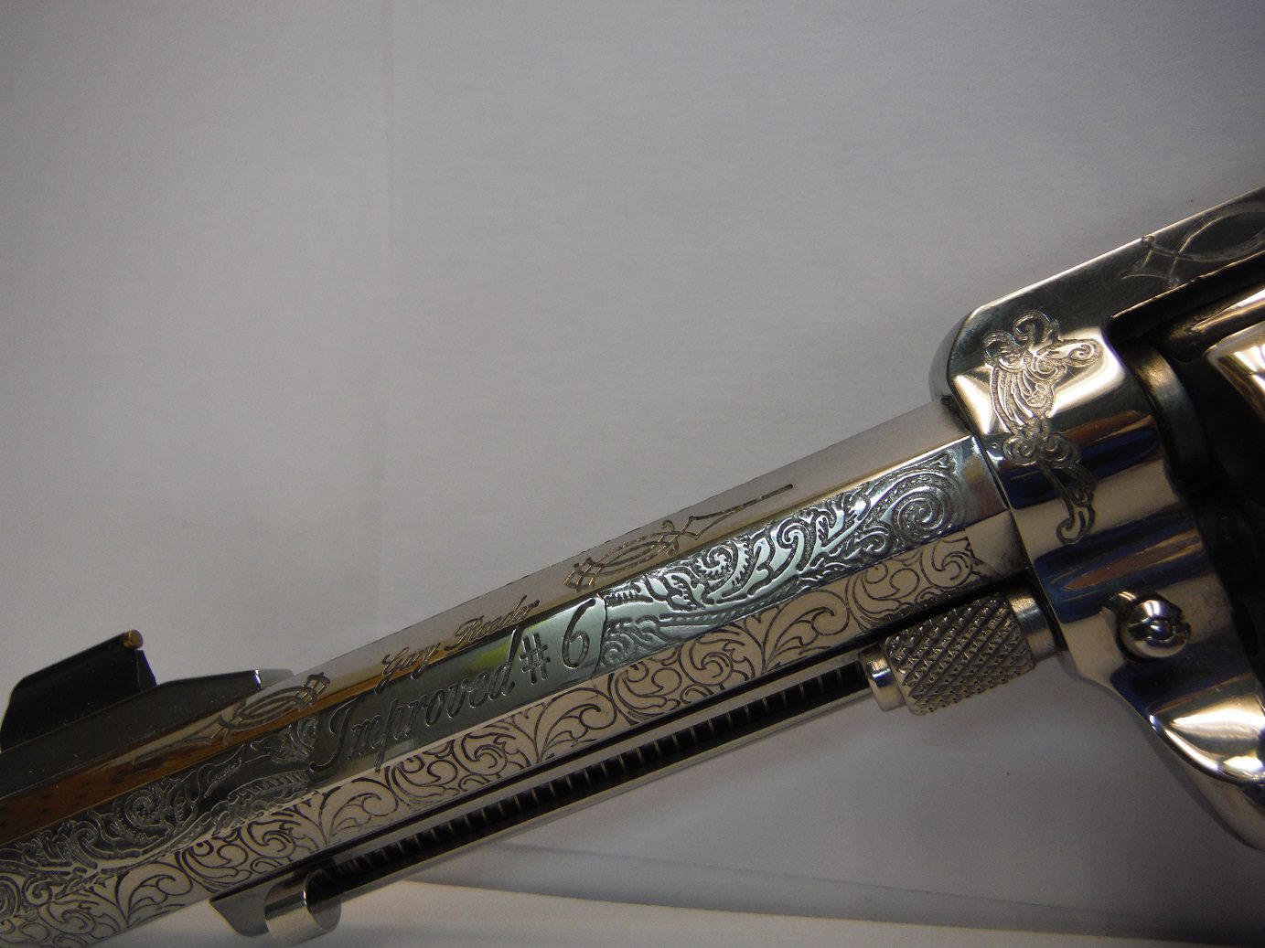 A close up of the side of a gun