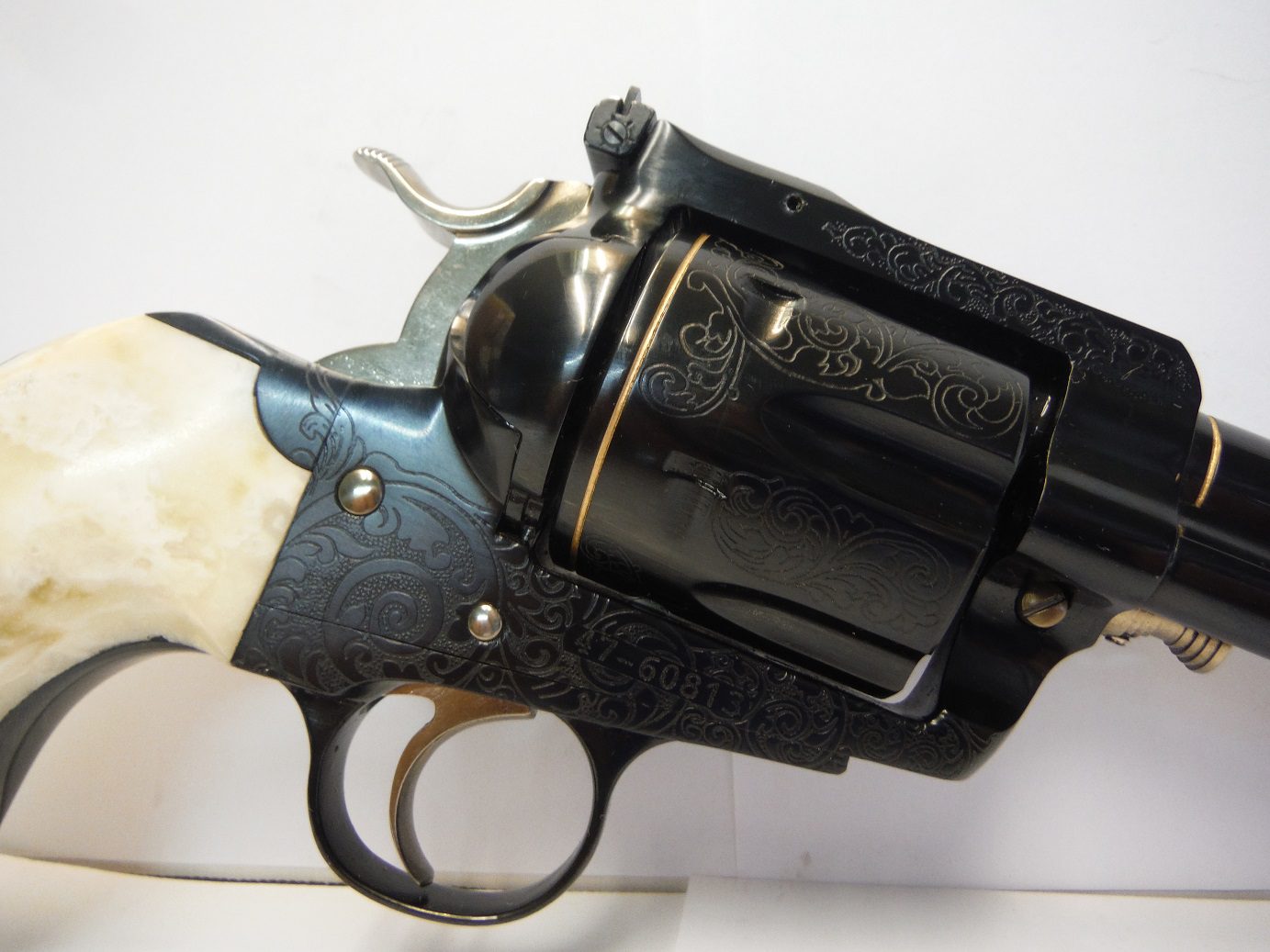 A close up of the top of a gun