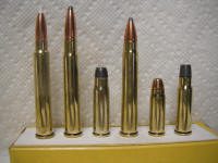 8mm GNR, 338 GNR, 340 GNR, 350 GNR, 356 GNR, 358 GNR_small A row of different types of bullets on display.