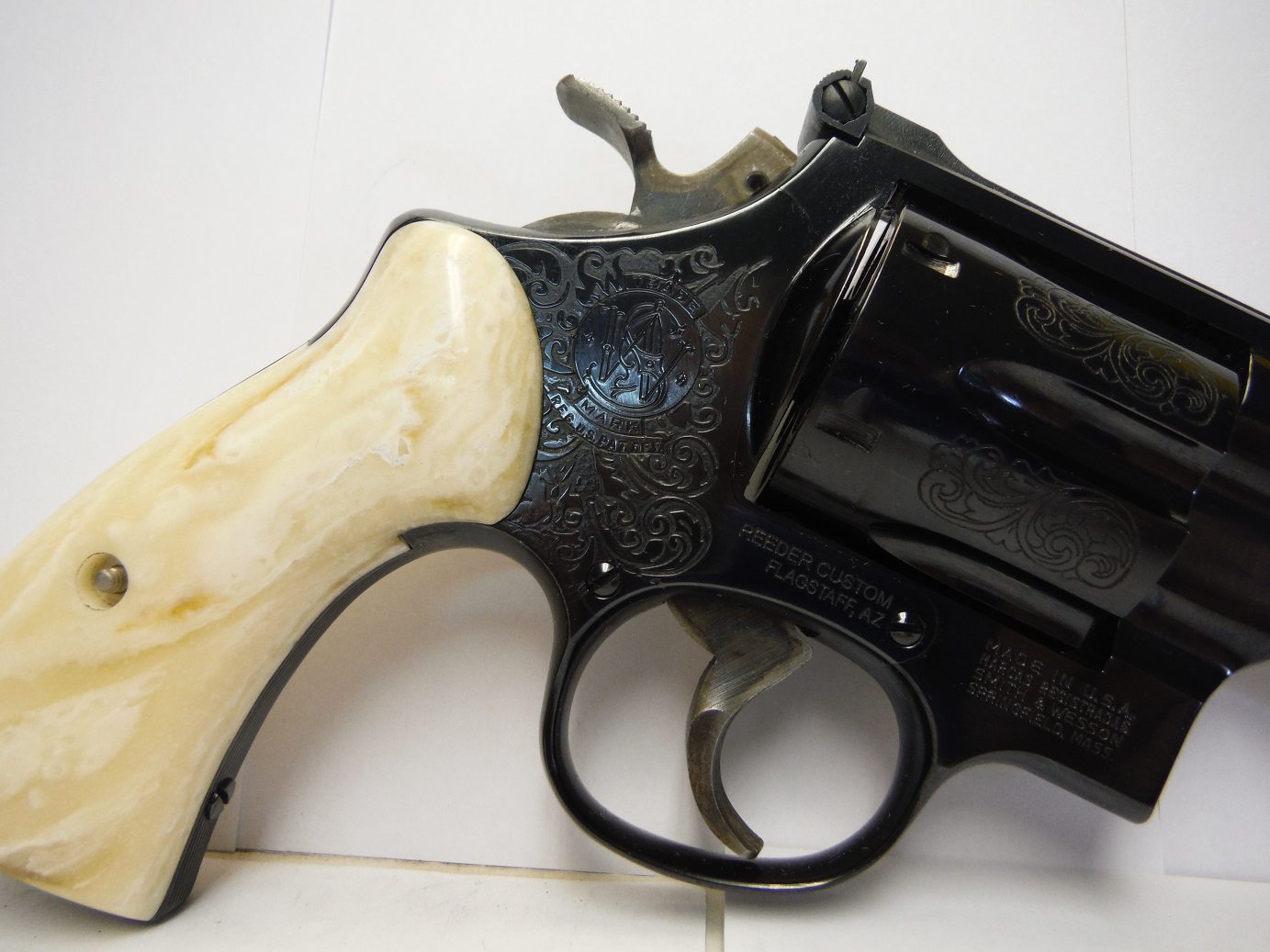 A close up of the side of a revolver