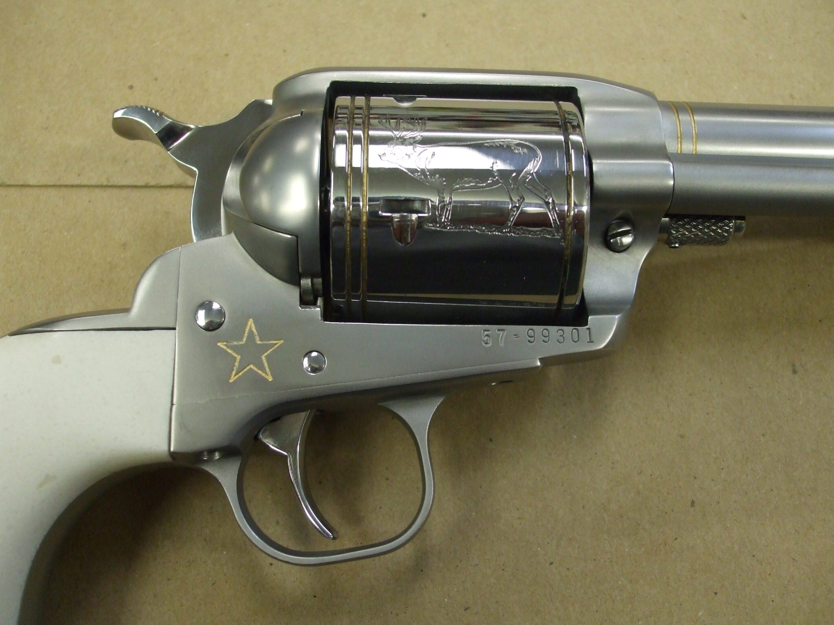 A close up of the side of a gun