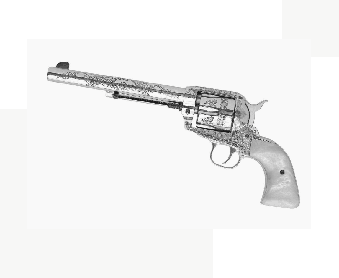 Group 33 A silver gun with the handle extended.