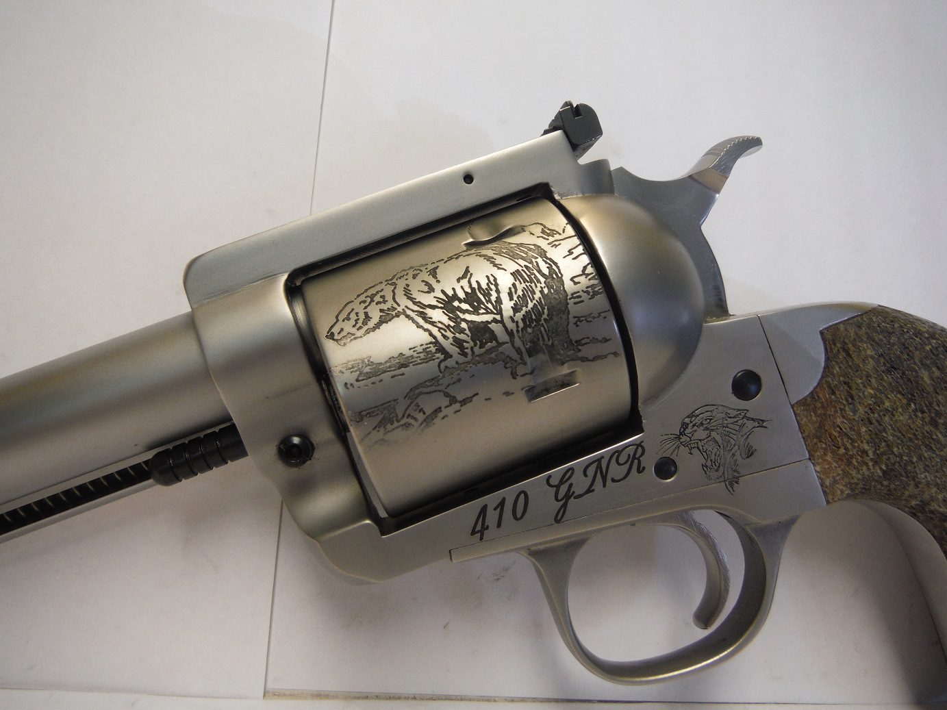 A close up of the top of a gun