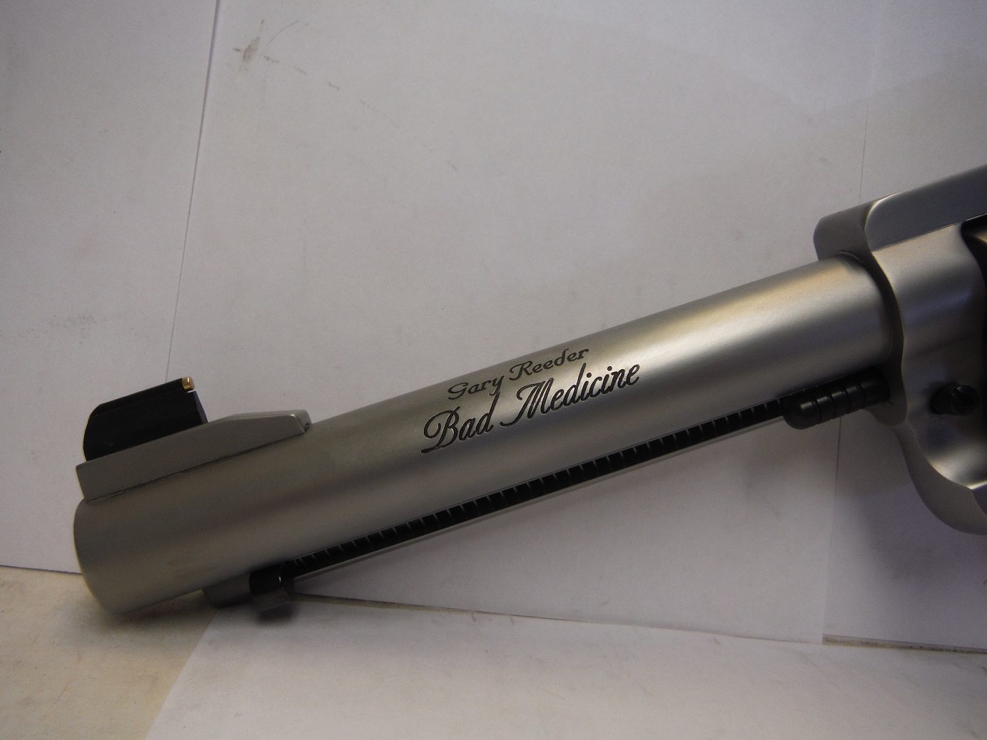 A close up of the barrel on a gun