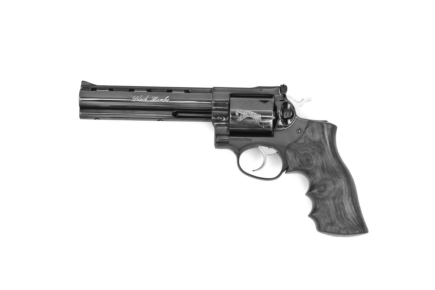A black and white photo of a gun.