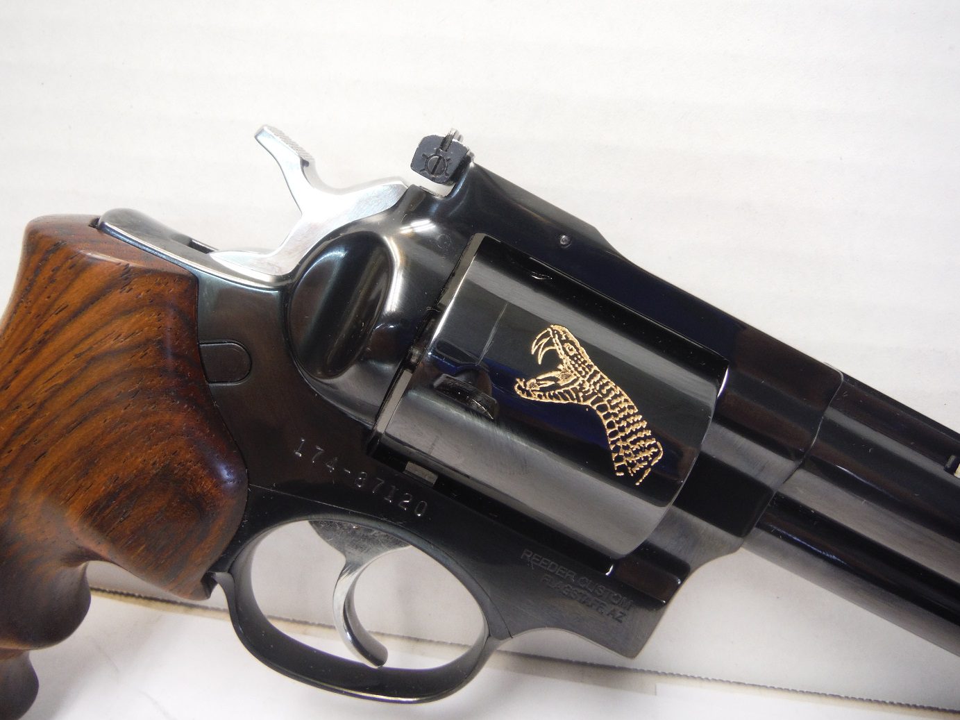 A close up of the barrel on a gun