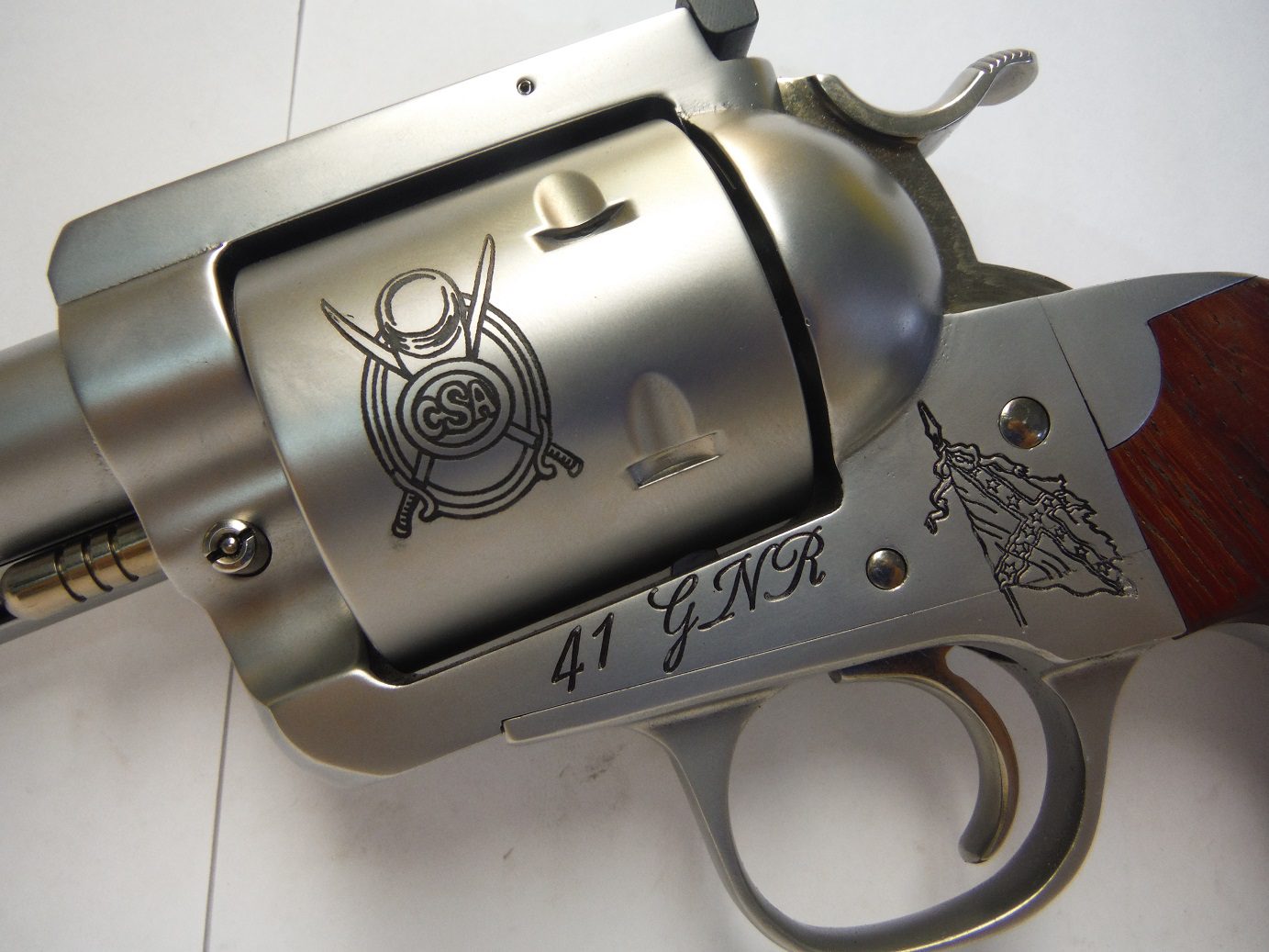 A close up of the top of a gun