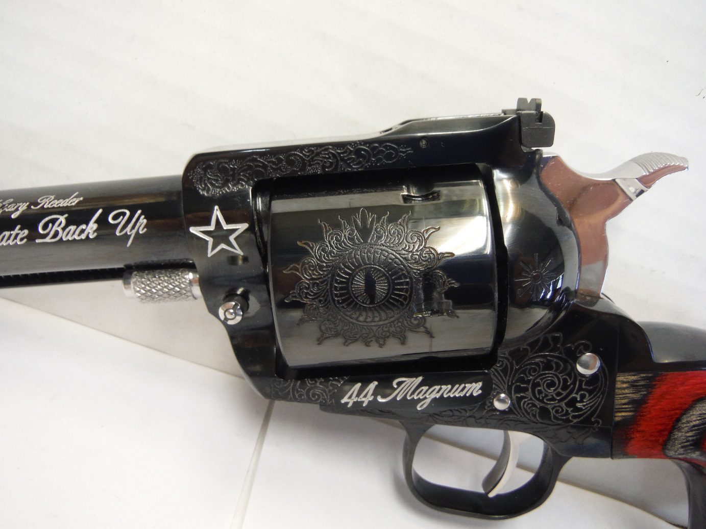 A close up of the side of a gun